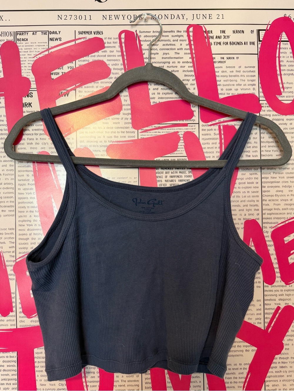 John Galt Brandy Melville Navy Blue Cotton Ribbed Tank Top